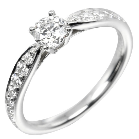TIFFANY & CO. Platinum Diamond Ring - Picture 1 of 10